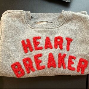 Gray Sweatshirt with Red 'Heart Breaker' Text